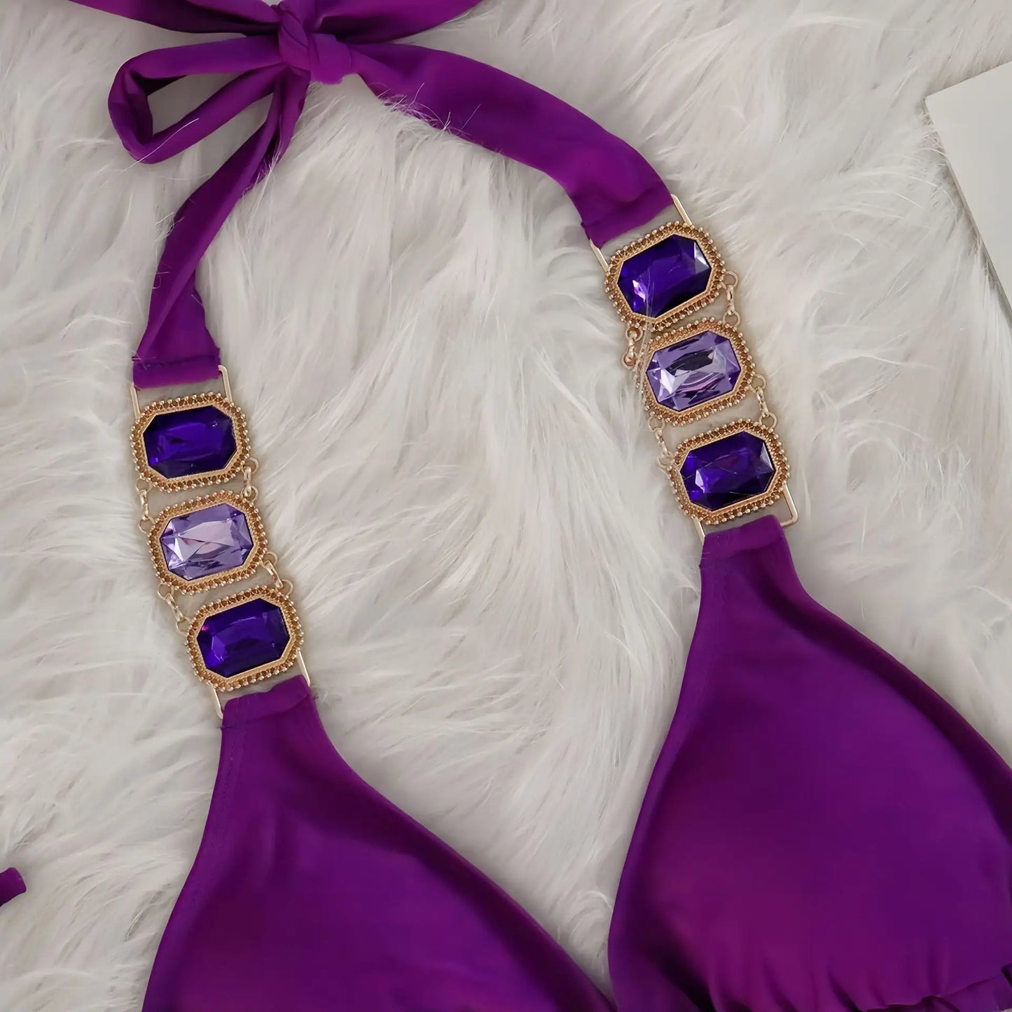 Bikini Donna Due Pezzi con Laccetti Sottili e Strass