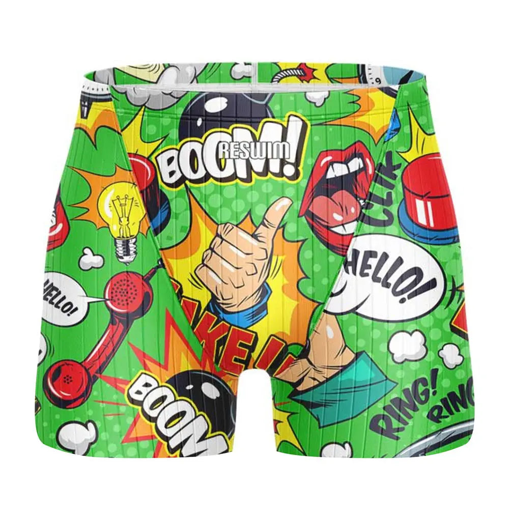 Jammer da Nuoto Uomo con Stampa Fumetto – Costume Attillato in Lycra ad Asciugatura Rapida per Allenamento e Gara XS–6XL 21 Colori