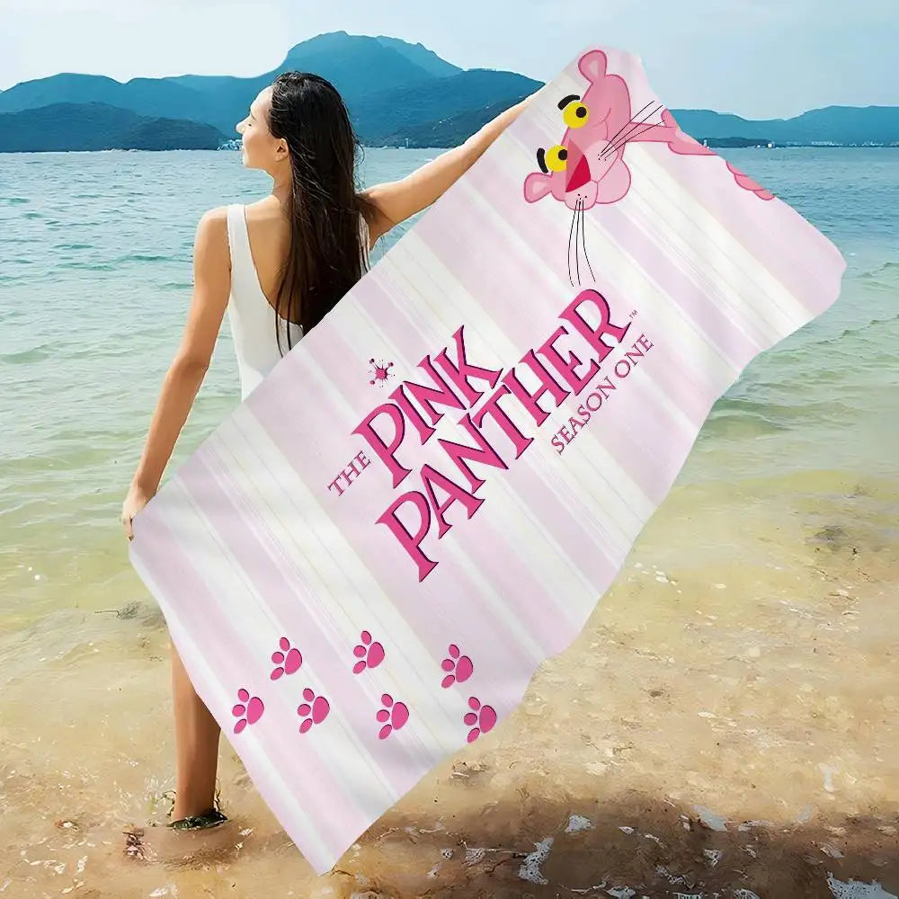 Asciugamano Pantera Rosa su Fondo Colorato – Telo Mare e Bagno in Poliestere e Cotone, 6 Modelli 7 Misure