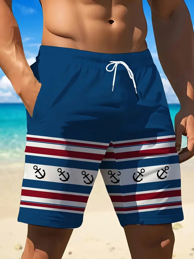 Costume da Bagno da Uomo, Bermuda Casual con Stampa Nautica