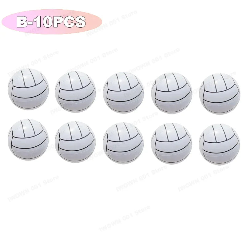 Palloni Gonfiabili da Spiaggia con Grafica Sportiva – Baseball, Pallavolo, Calcio, Basket, Rugby – 30 cm
