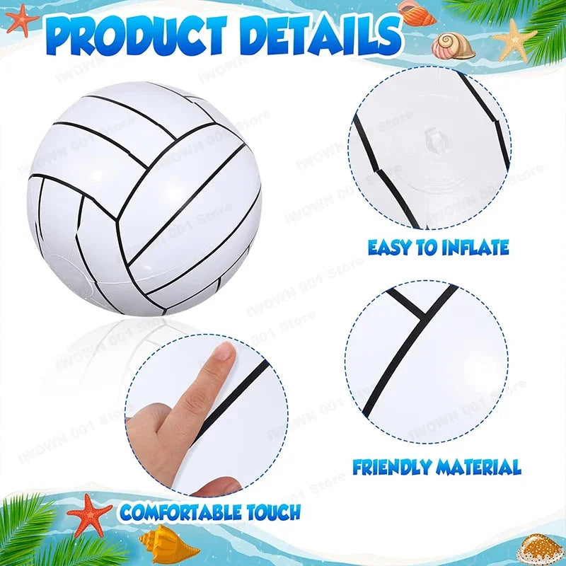 Palloni Gonfiabili da Spiaggia con Grafica Sportiva – Baseball, Pallavolo, Calcio, Basket, Rugby – 30 cm