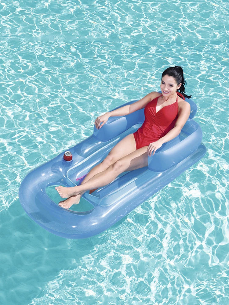 Sedia Galleggiante Gonfiabile con Schienale e Braccioli – Sdraio per Piscina, Lago e Mare