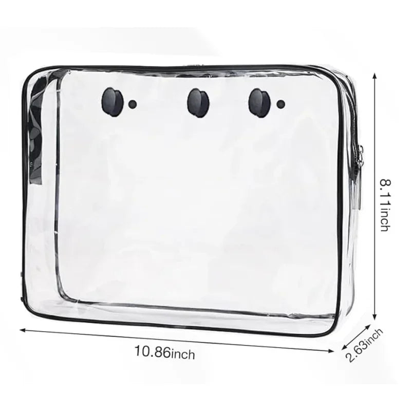 Borsa Portaoggetti Trasparente in PVC con Cerniera – Impermeabile, 3 Taglie: M, L, XL
