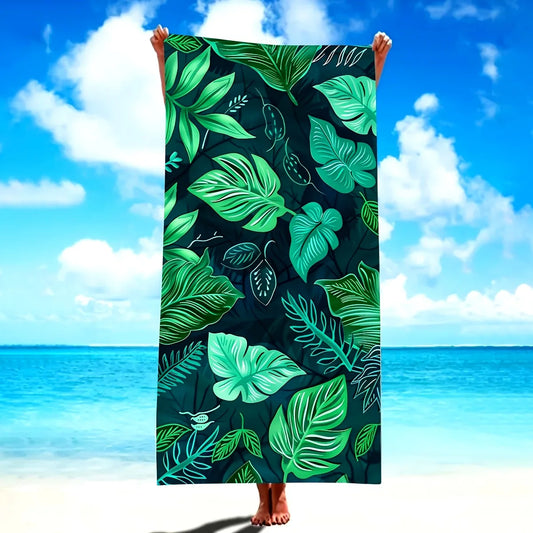 Telo Mare Microfibra con Stampa Tropicale – Asciugatura Rapida, 4 Misure da 35×75 a 70×180 cm