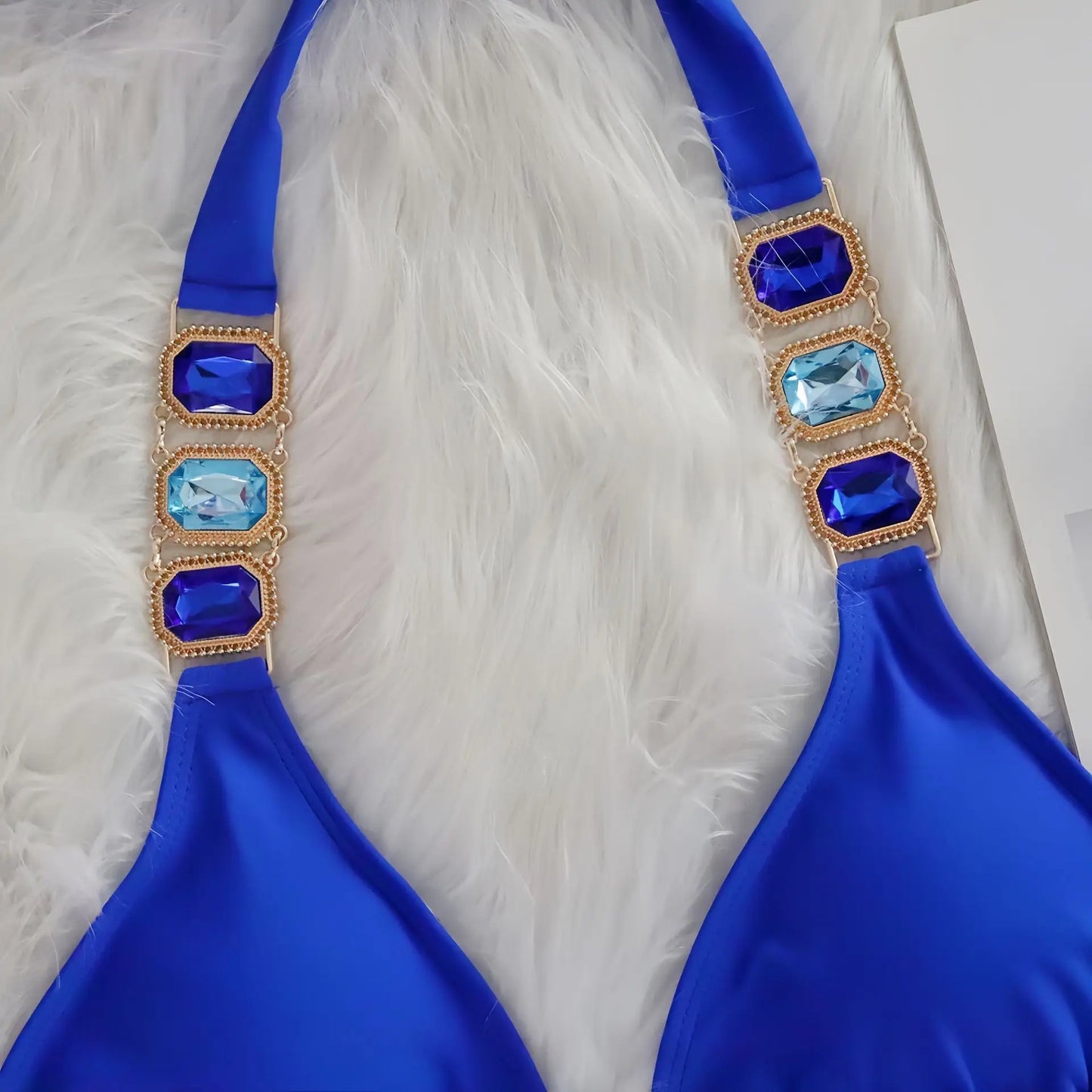 Bikini Donna Due Pezzi con Laccetti Sottili e Strass