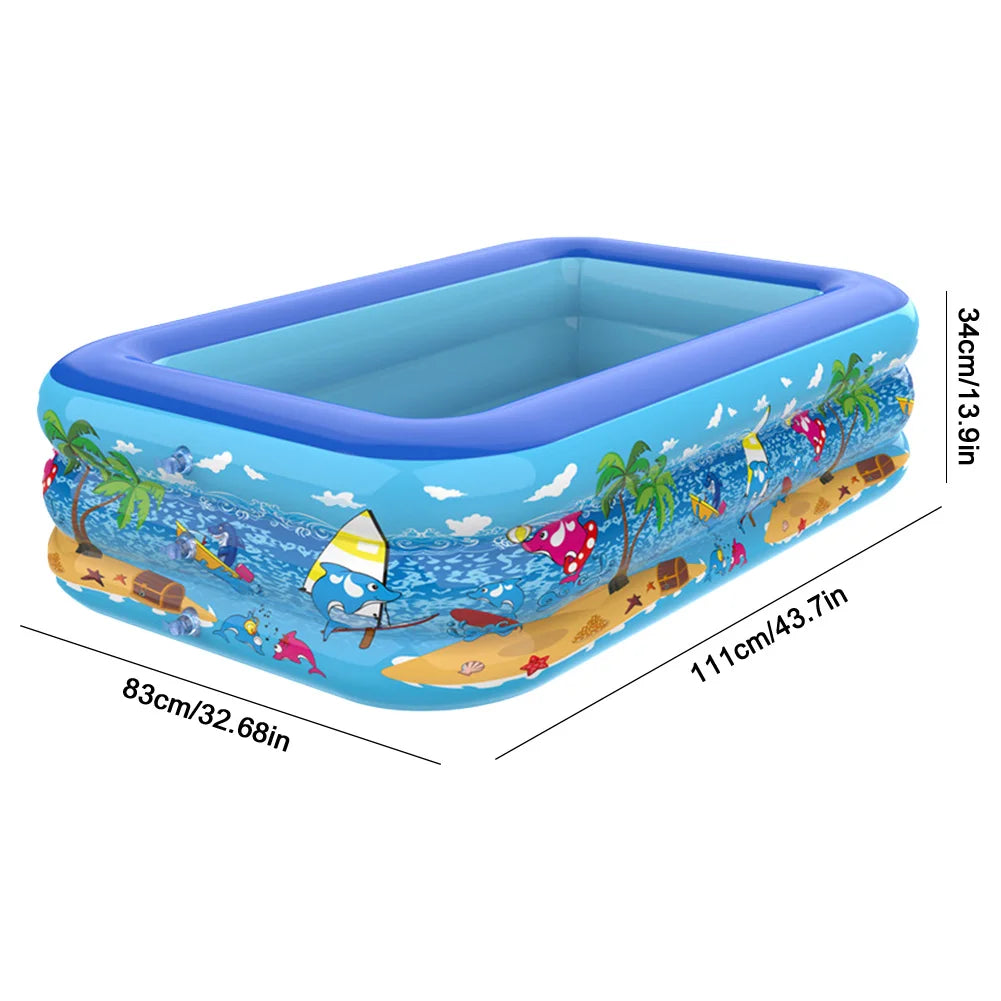 Piscina Gonfiabile per Bambini – Tonda Dinosauri o Rettangolare Tema Marino – Per Interno ed Esterno