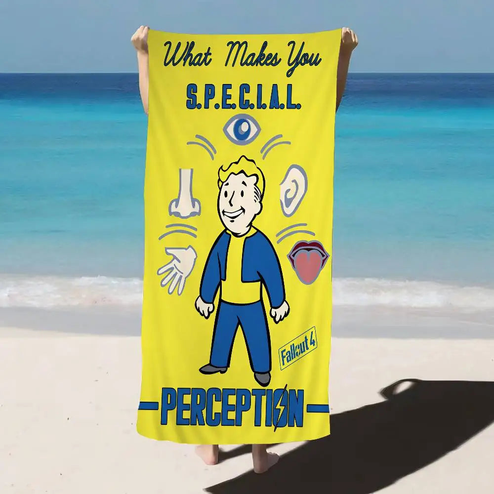 Asciugamano Fallout Vault Boy su Fondo Colorato – Telo Mare e Bagno in Poliestere e Cotone, 10 Modelli e 7 Misure