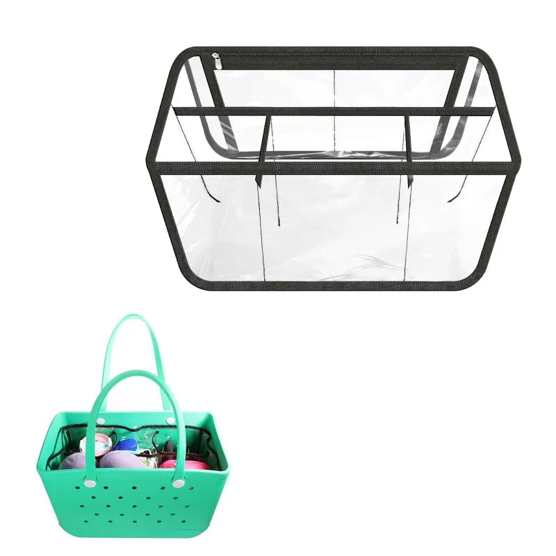 Organizzatore Trasparente in PVC per Borsa da Spiaggia – Inserto Impermeabile Pieghevole, 23×17,5 cm, 3 Colori