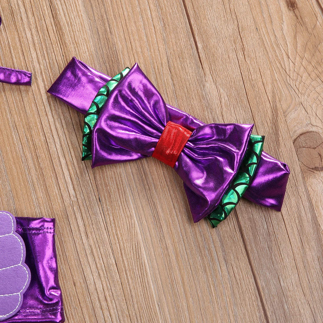 Bikini Due Pezzi Bambina con Fascia per Capelli e Stampa Sirena – 0–8 Anni