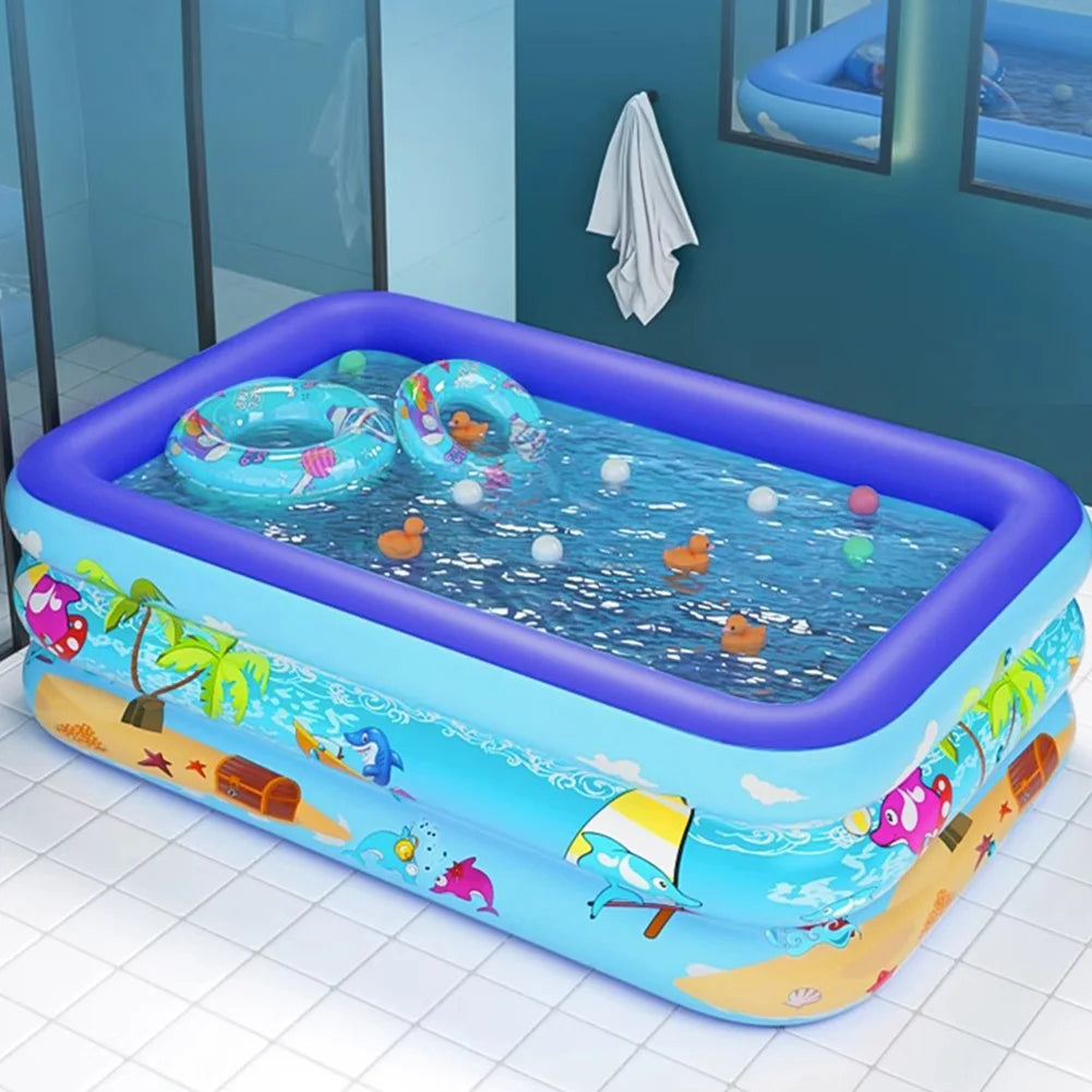 Piscina Gonfiabile per Bambini – Tonda Dinosauri o Rettangolare Tema Marino – Per Interno ed Esterno