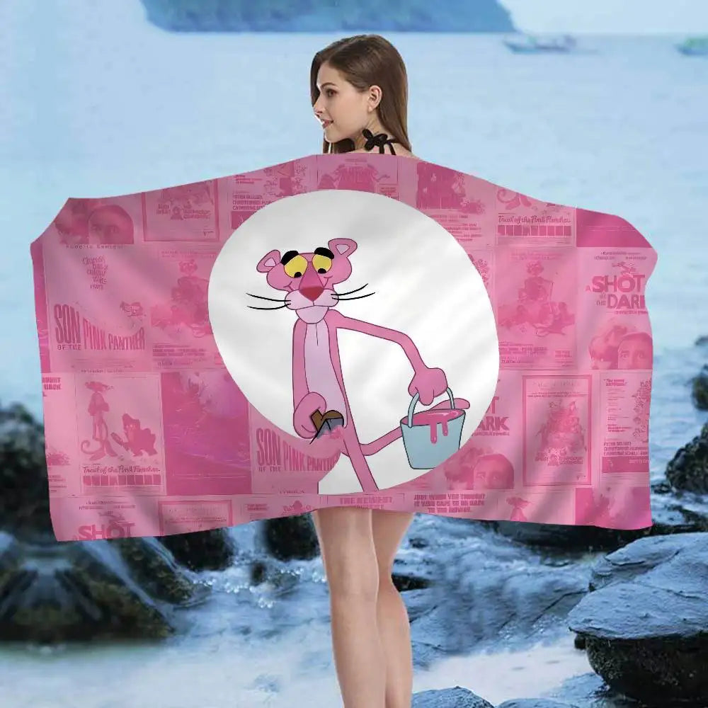 Asciugamano Pantera Rosa su Fondo Colorato – Telo Mare e Bagno in Poliestere e Cotone, 6 Modelli 7 Misure