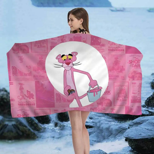 Asciugamano Pantera Rosa su Fondo Colorato – Telo Mare e Bagno in Poliestere e Cotone, 6 Modelli 7 Misure