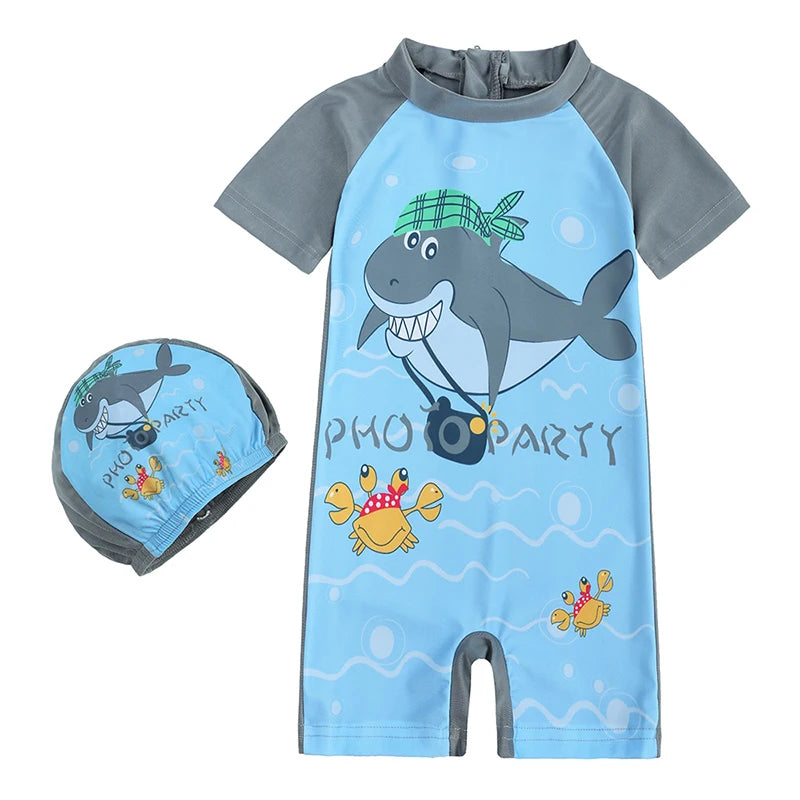 Costume da Bagno Intero per Bambini con Cuffia Abbinata – Set Nuoto con Protezione UV, 12M–8 Anni  12 Fantasie