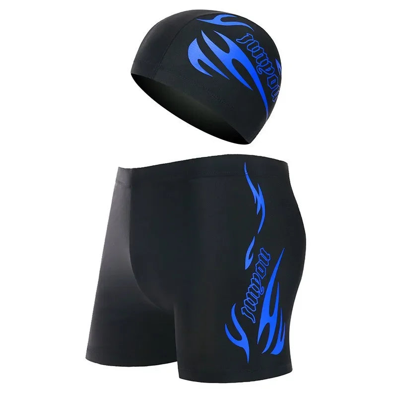 Boxer da Nuoto Uomo con Stampa Fire ad Asciugatura Rapida nelle Taglie Forti L–4XL