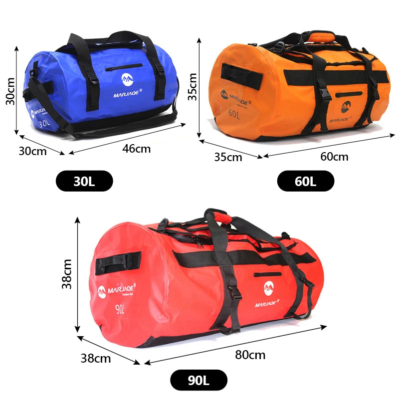 Borsa Impermeabile da Kayak e Rafting in PVC 500D – Dry Bag Antipolvere per Mare, Spiaggia e Sport Acquatici, 3 Capacità, 4 Colori