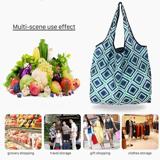 Borsa Shopper Pieghevole Ecologica Riutilizzabile – Poliestere, Multiuso, 32 Fantasie – 46×60×8 cm