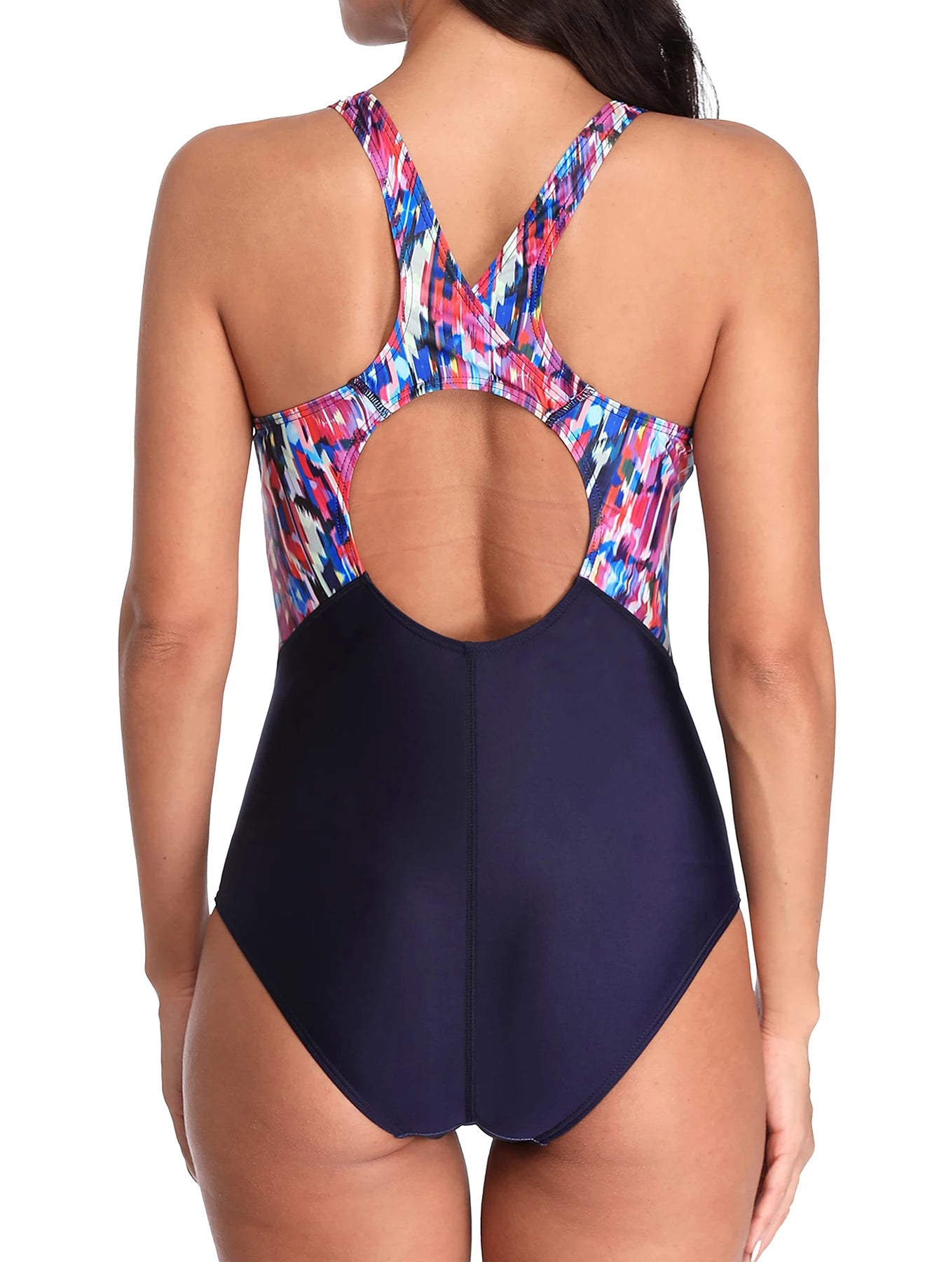 Costume da Bagno Donna Monopezzo con Cut-Out e Incrocio Posteriore – Costume Sportivo Attillato per Allenamento e Gara, S–XXL , 3 Colori
