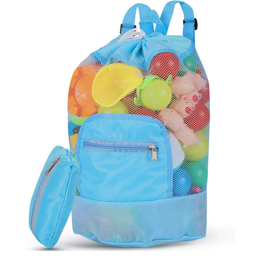 Borsa da Spiaggia in Rete Pieghevole – Borsetta a Tracolla Mini (20×24 cm) o Zaino Grande (24×48 cm), Organizer per Mare, Piscina e Spiaggia