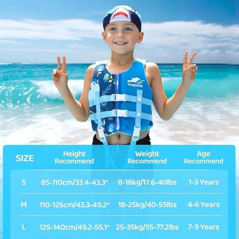 Giubbotto Salvagente per Bambini in Neoprene GOGOKIDS – con Fischietto e Cinghia Regolabile, S/M/L
