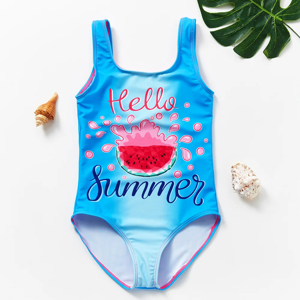 Costume da Bagno Intero Bambina con Balze e Stampa Fantasia – 21 Fantasie, Taglie 1–8 Anni