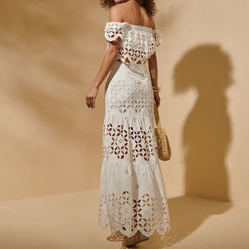 Costume da bagno per donna in lino, bikini con scollo bandeau senza spalline, anche con gonna dritta casual