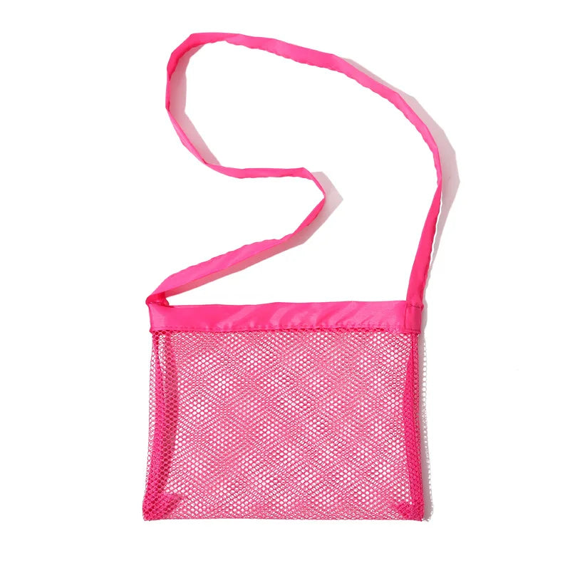 Borsa da Spiaggia in Rete Pieghevole – Borsetta a Tracolla Mini (20×24 cm) o Zaino Grande (24×48 cm), Organizer per Mare, Piscina e Spiaggia