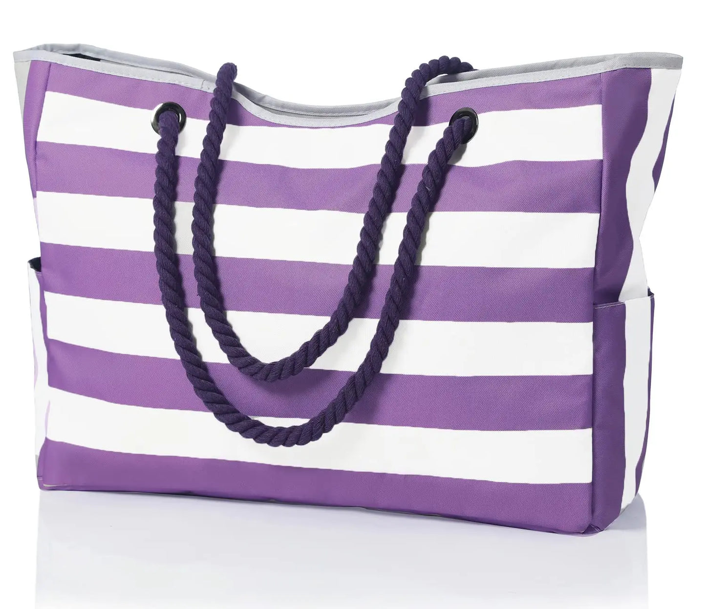Borsa da Spiaggia in Tela a Righe con Cerniera – Pieghevole, Impermeabile, 56×38×15 cm 11 Fantasie