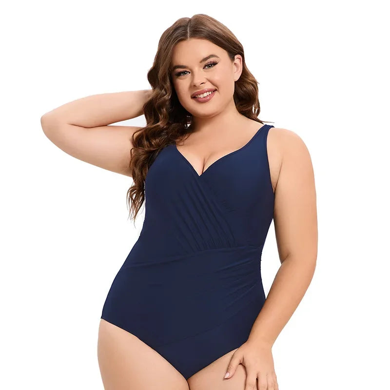 Costume Intero Donna Plus Size Tinta Unita con Schiena Scoperta – Modellante e Contenitivo XL–5XL