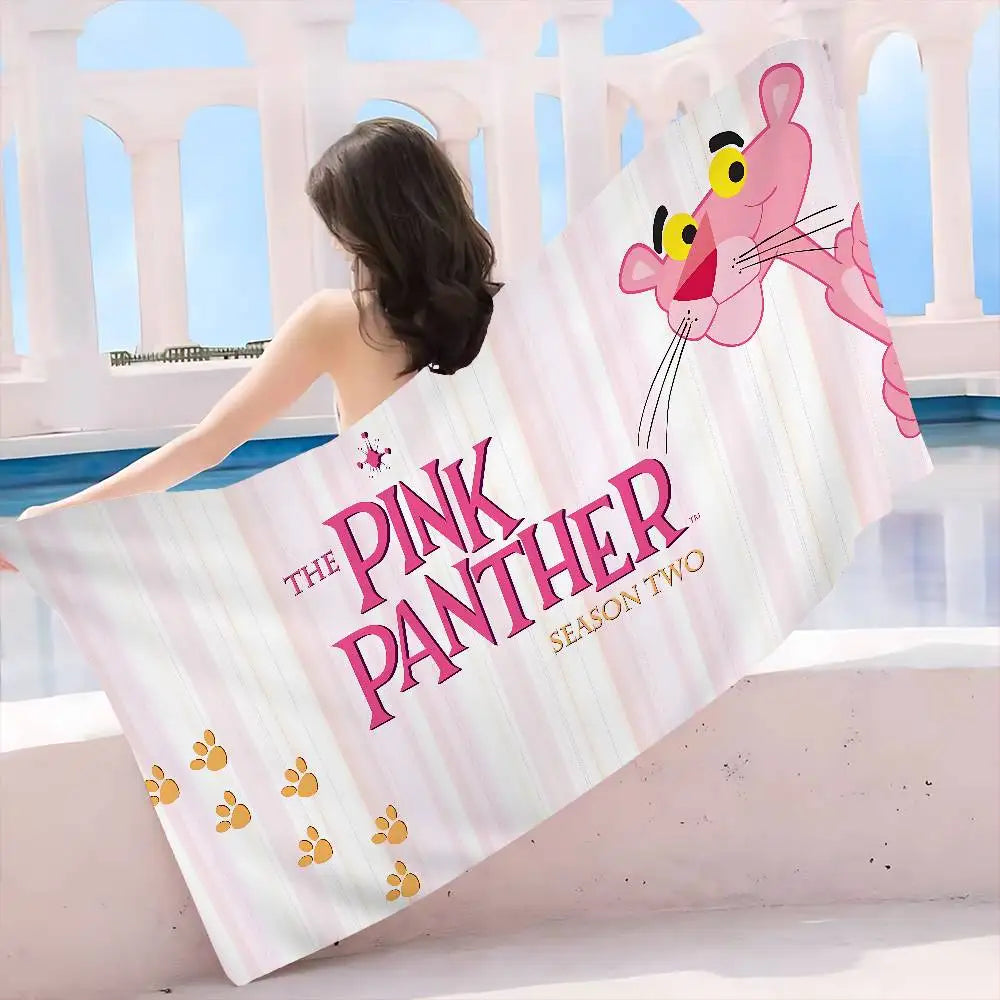 Asciugamano Pantera Rosa su Fondo Colorato – Telo Mare e Bagno in Poliestere e Cotone, 6 Modelli 7 Misure
