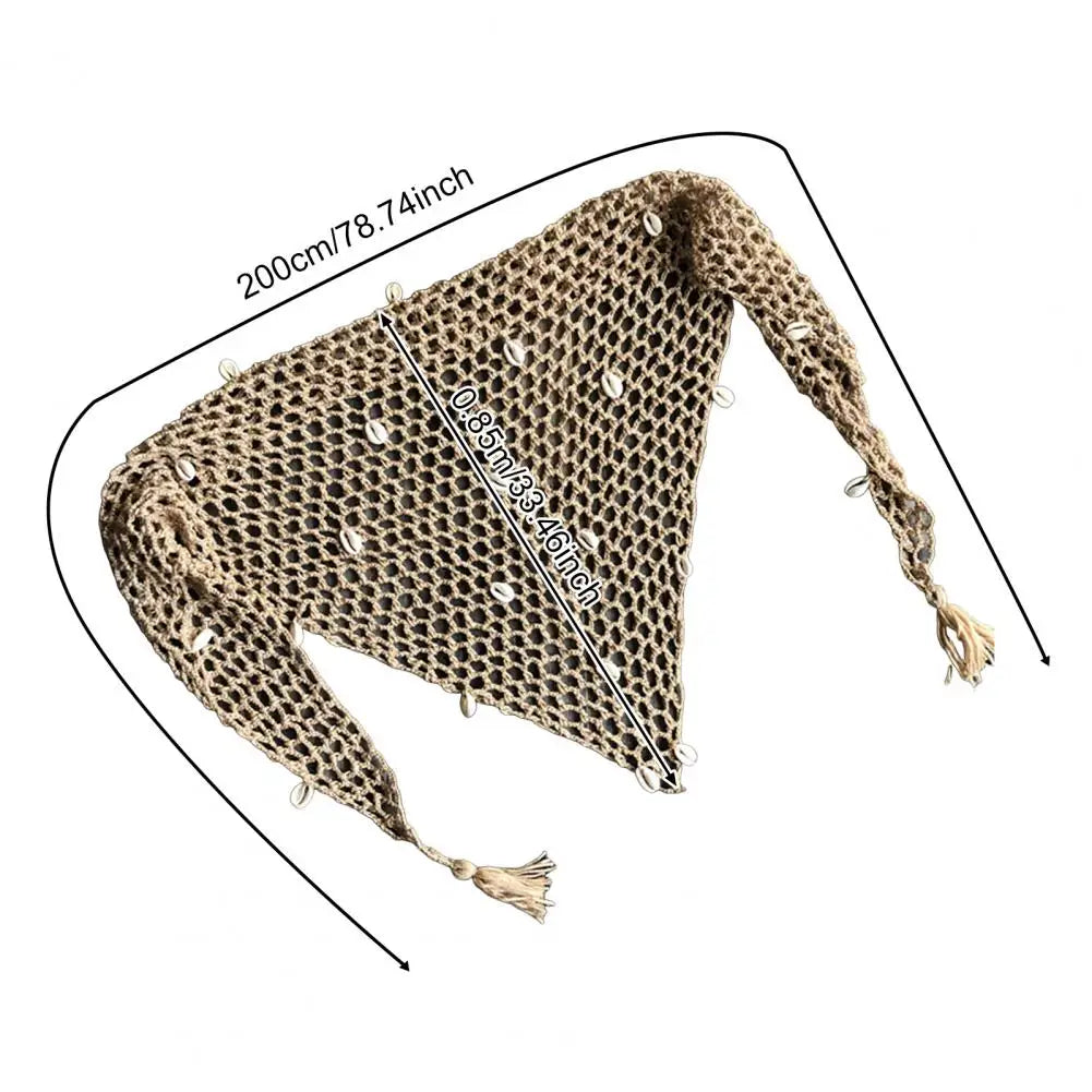 Scialle Copricostume da Spiaggia con Paillettes e Conchiglie – Rete Cava, Taglia Unica,2 Colori