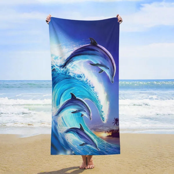 Telo Mare Microfibra con Stampa Delfini – Asciugamano Spiaggia 100% Poliestere, 4 Misure | 11 Fantasie