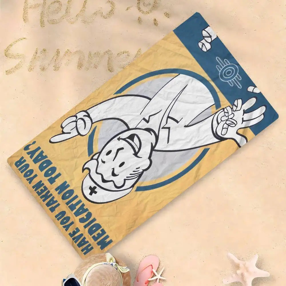 Asciugamano Fallout Vault Boy su Fondo Colorato – Telo Mare e Bagno in Poliestere e Cotone, 10 Modelli e 7 Misure