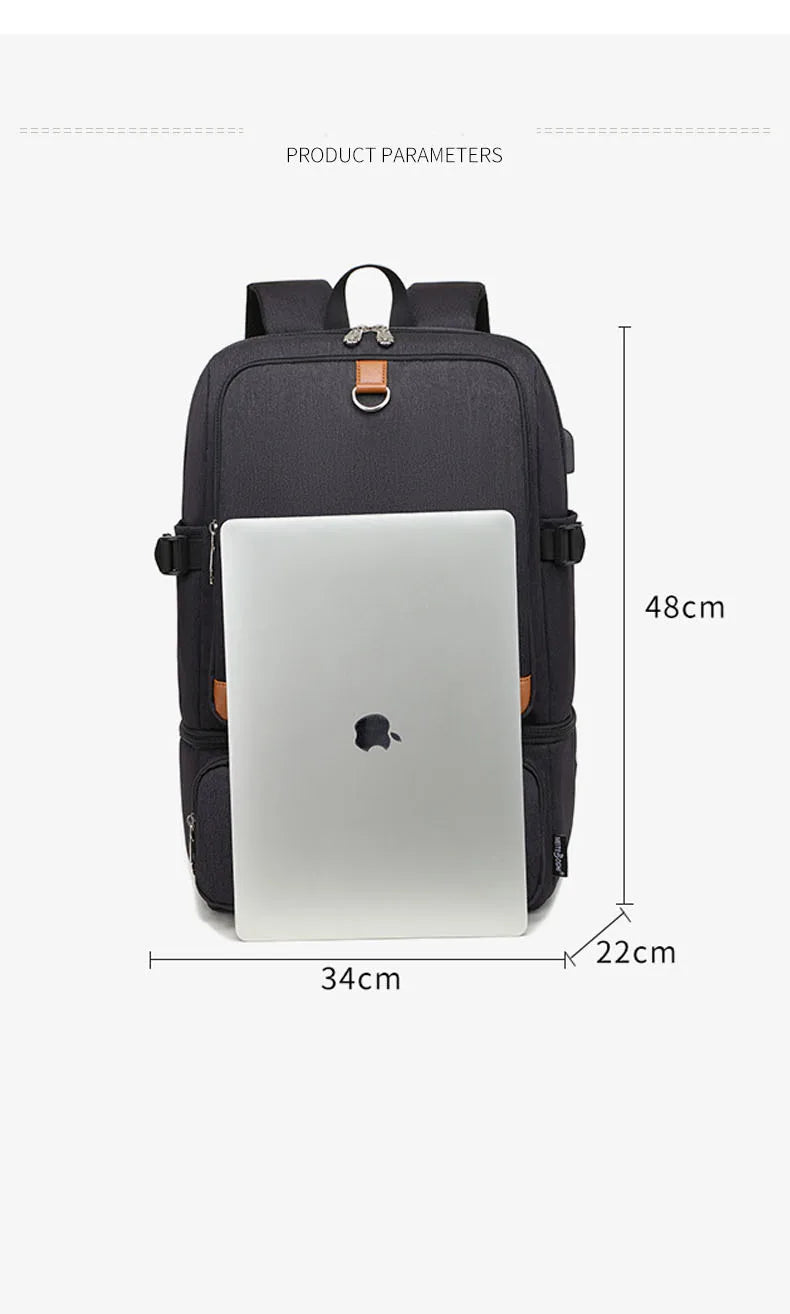 Zaino Impermeabile con Porta USB e Scomparto Laptop – Tessuto Oxford, Capacità 36-55L, 2 Colori