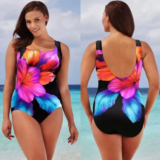Costume Intero Donna Plus Size con Stampa Floreale e Push-Up – Monokini Sexy con Effetto Modellante in Vita L–5XL