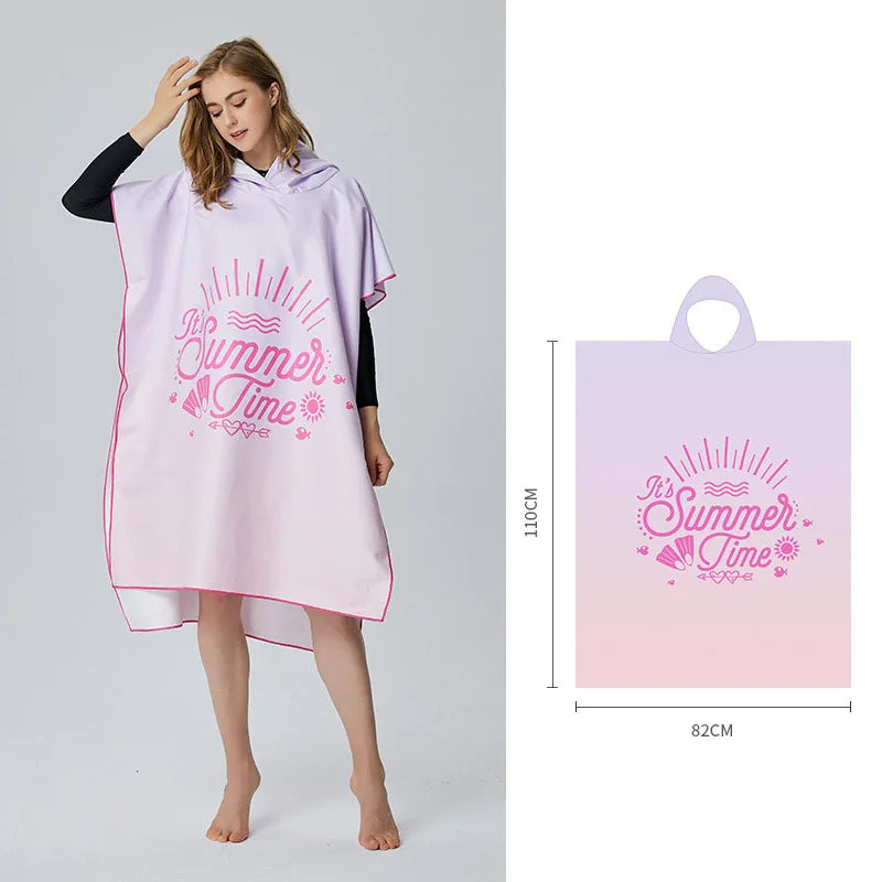 Poncho Accappatoio in Microfibra con Cappuccio – Asciugatura Rapida, Surf e Spiaggia,5 Colori