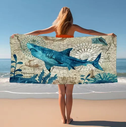 Telo Mare in Microfibra con Stampa – Tartaruga, Squalo, Boho, Staccionata – 4 Fantasie, 3 Misure da 50×100 a 90×180 cm
