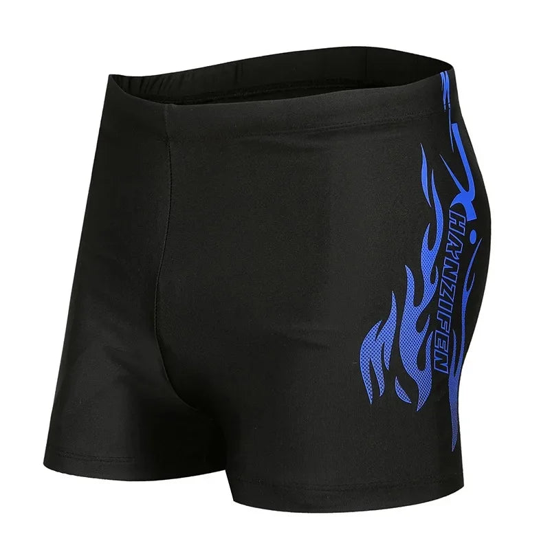 Boxer da Nuoto Uomo con Stampa Fire ad Asciugatura Rapida nelle Taglie Forti L–4XL