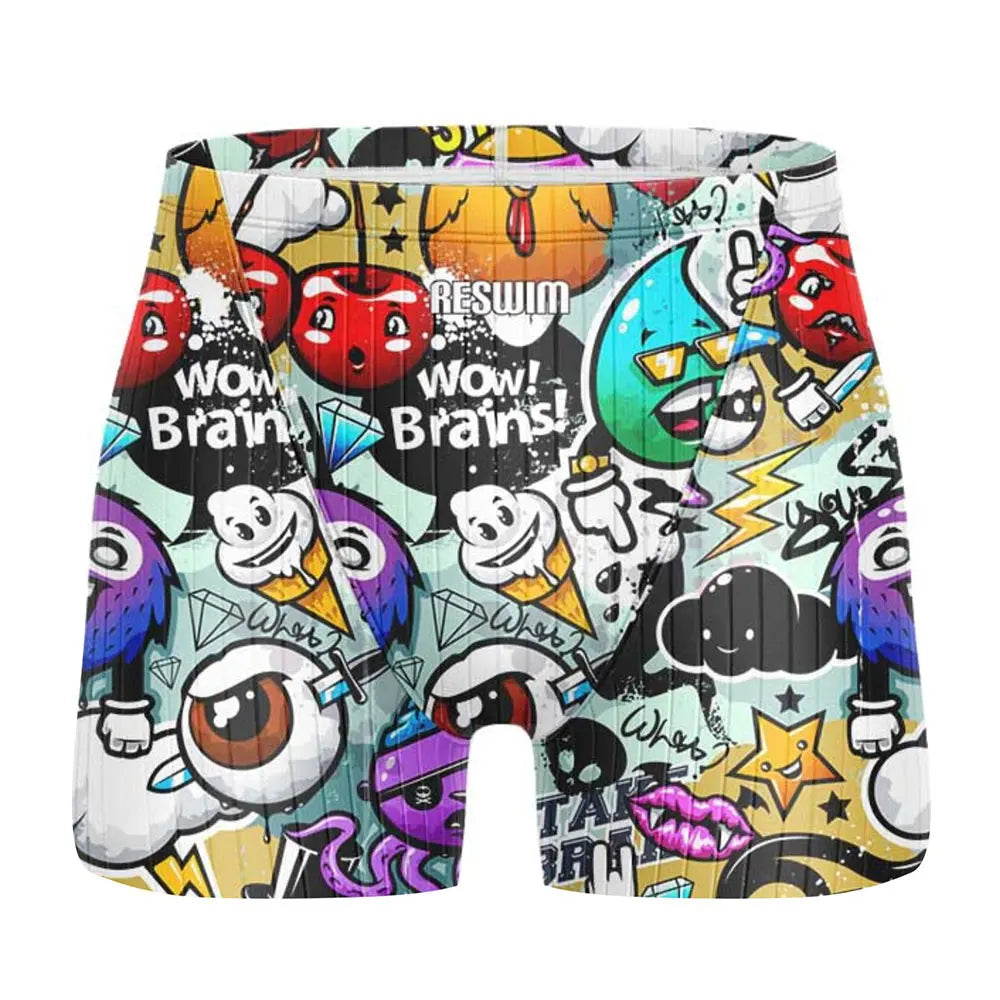 Jammer da Nuoto Uomo con Stampa Fumetto – Costume Attillato in Lycra ad Asciugatura Rapida per Allenamento e Gara XS–6XL 21 Colori