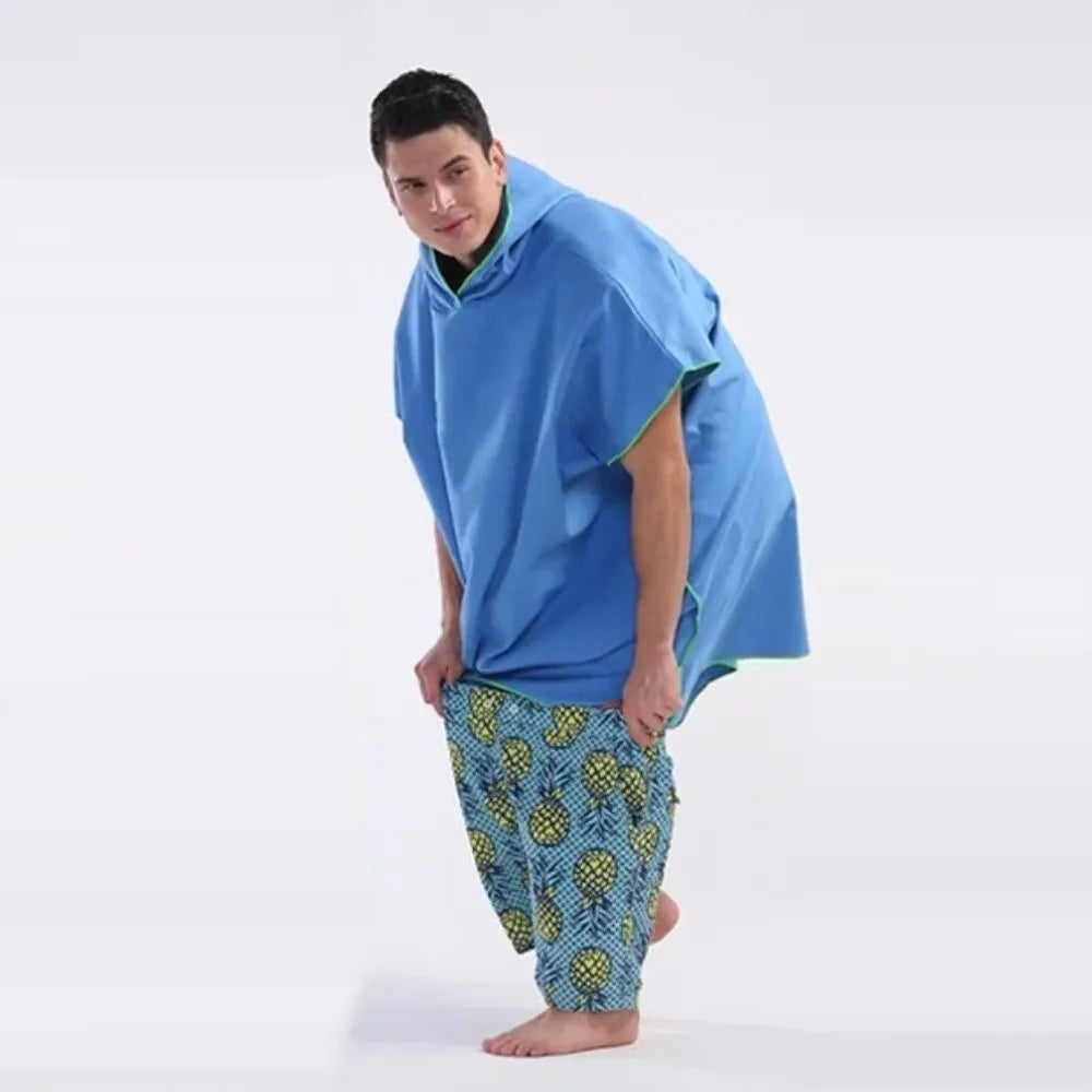 Poncho Asciugamano in Microfibra con Cappuccio – Asciugatura Rapida, Antivento,5 Colori