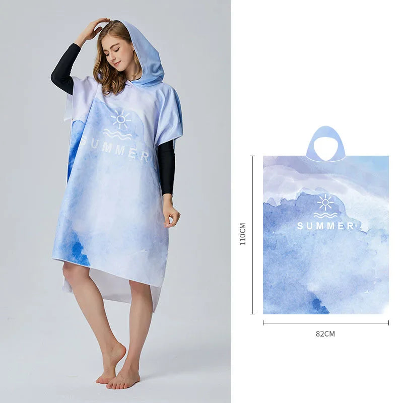 Poncho Accappatoio in Microfibra con Cappuccio – Asciugatura Rapida, Surf e Spiaggia,5 Colori