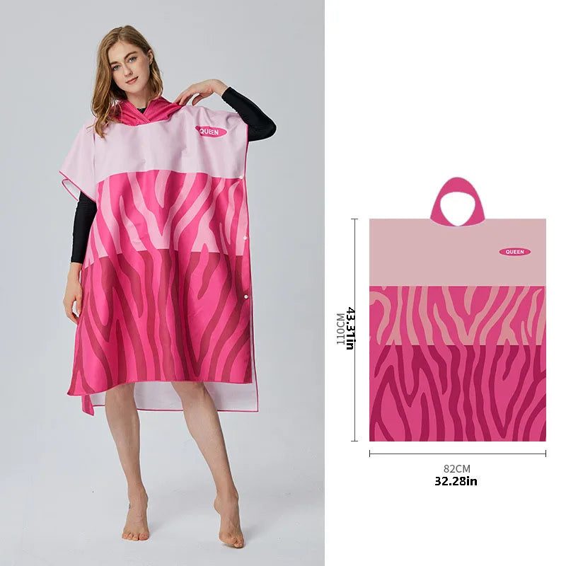 Poncho Accappatoio in Microfibra con Cappuccio – Asciugatura Rapida, Surf e Spiaggia,5 Colori