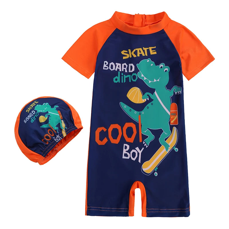 Costume da Bagno Intero per Bambini con Cuffia Abbinata – Set Nuoto con Protezione UV, 12M–8 Anni  12 Fantasie