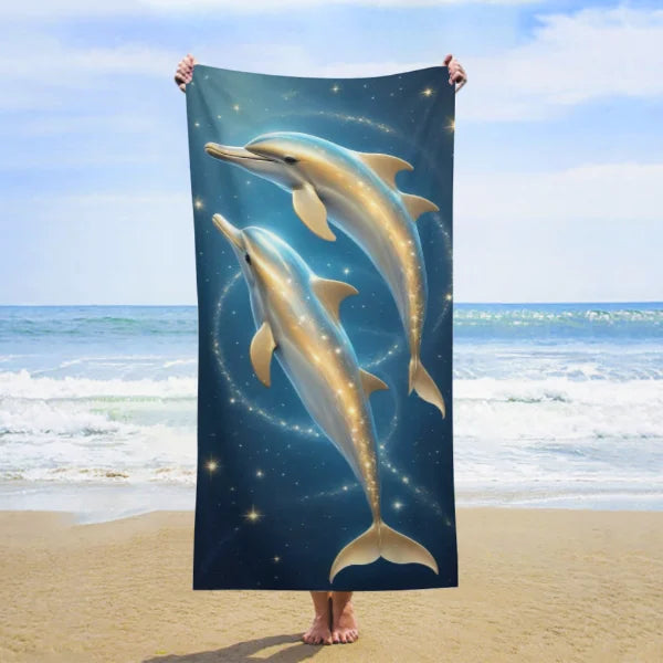 Telo Mare Microfibra con Stampa Delfini – Asciugamano Spiaggia 100% Poliestere, 4 Misure | 11 Fantasie