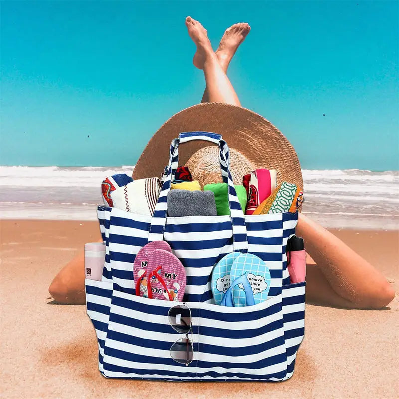Borsa da Spiaggia Impermeabile con Cerniera – Grande Capacità, 50×40 cm 4 Fantasie