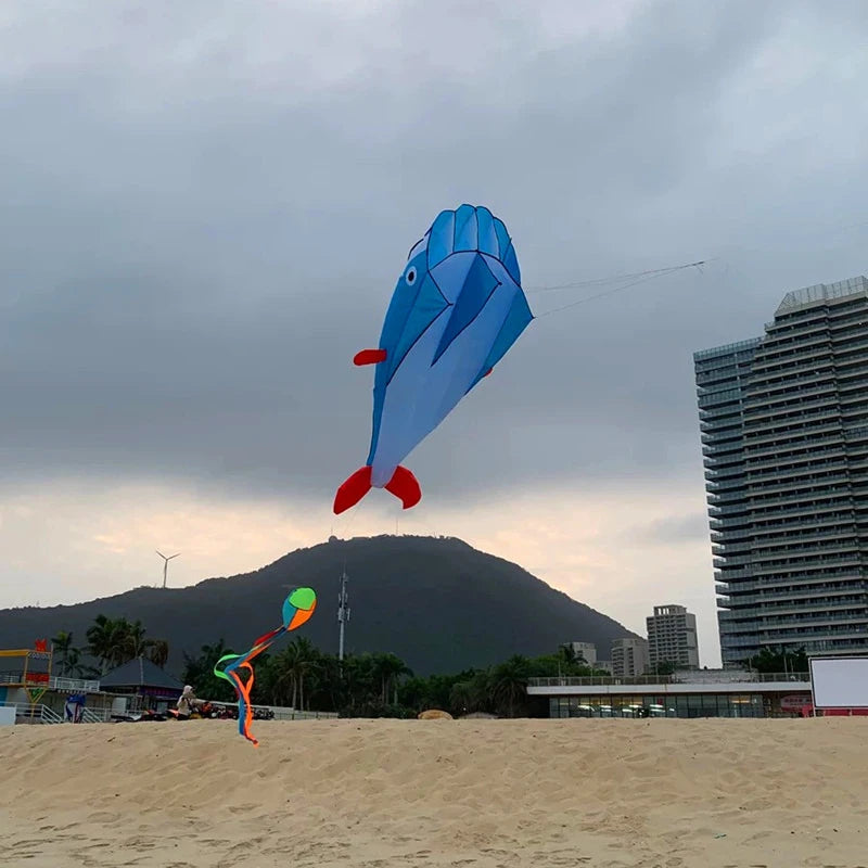 Aquilone Gigante a Forma di Balena – Morbido, Anti-Strappo, con Maniglia e Custodia,4 Colori