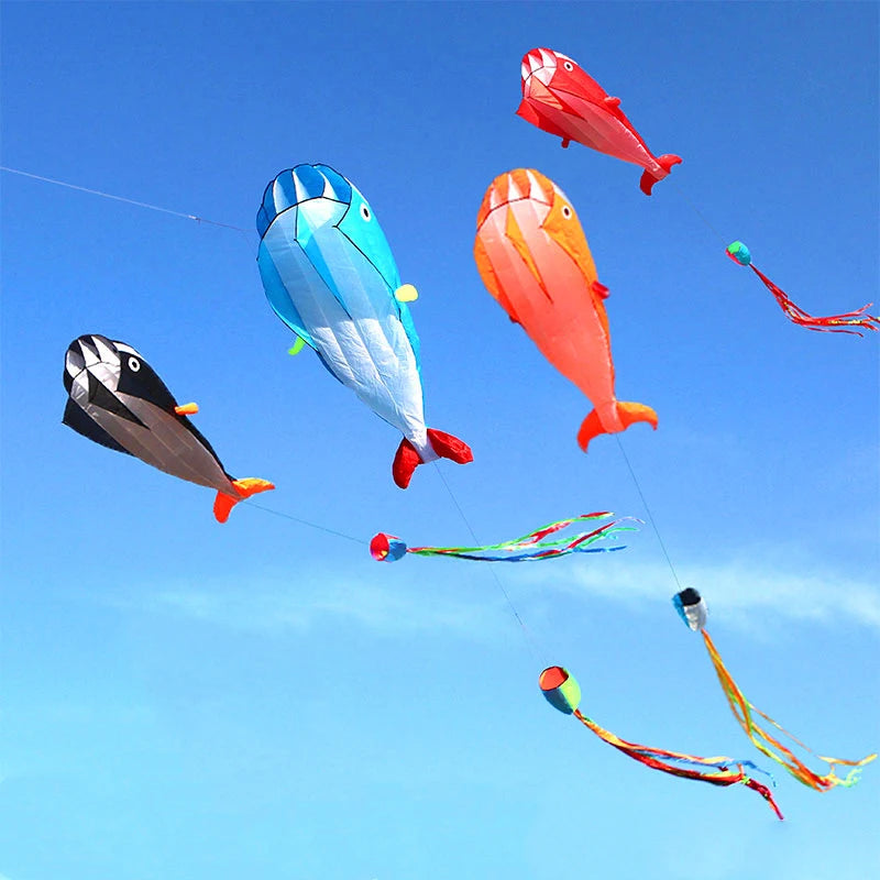 Aquilone Gigante a Forma di Balena – Morbido, Anti-Strappo, con Maniglia e Custodia,4 Colori