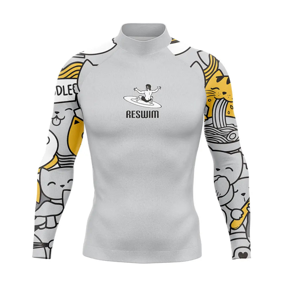 Rashguard Uomo Multicolore a Maniche Lunghe Protezione UV per Surf, Snorkeling e Nuoto