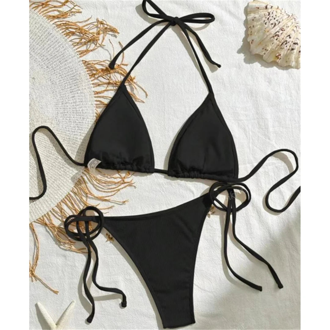 Bikini Donna Due Pezzi Halter con Laccetti e Charm Marini
