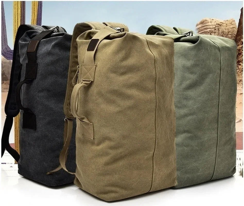 Zaino in Tela Canvas Multifunzionale – Sport, Trekking, Pesca e Viaggio – 3 Colori, 2 Misure 30L e 45L